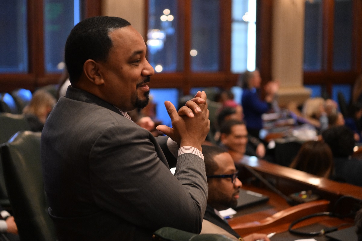 State Senator Willie Preston on the Senate floor