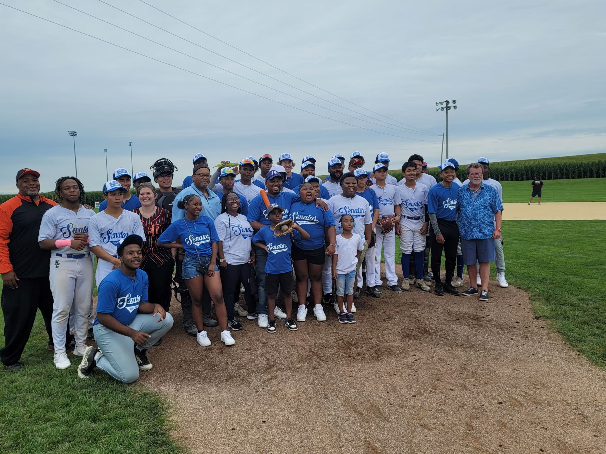 State Senator Willie Preston and little leauge players at the Field of Dreams